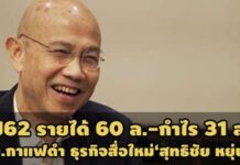 ปี 62 รายได้ 60 ล.กำไร 31 ล.! บ.กาแฟดำ‘สุทธิชัย หยุ่น’หลังไขก๊อกเครือเนชั่นครบปี