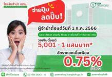 โรงรับจำนำ กทม. จัดโครงการ“จ่ายปุ๊บลดปั๊บ” อัตราดอกเบี้ยเหลือเพียง 0.75% ต่อเดือน