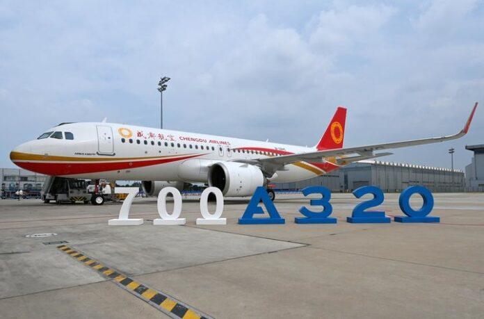 CHINA-TIANJIN-700TH A320 FAMILY ASSEMBLED-DELIVERY CEREMONY (CN)